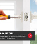 Installation of Breton Entry Door Handle With Lock And Key, Reversible Exterior Lever, Satin Nickel Finish.