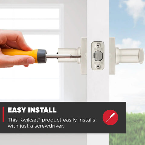 Installation of Breton Entry Door Handle With Lock And Key, Reversible Exterior Lever, Satin Nickel Finish.