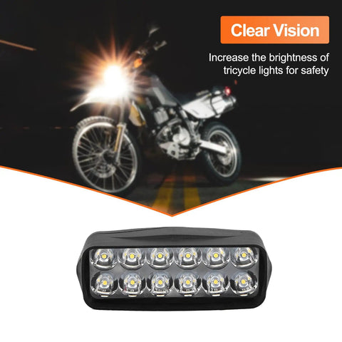 Bright E Bike LED Light for Electric Bikes and Tricycles, Universal 12V to 80V Conversion Lamp with 12 LEDs and 6W Power, Anti Reverse Protection, High Visibility Front Light for Motorcycle Style Illumination