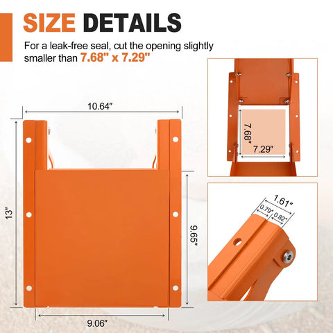 Solid Gear Sliding Grain Gate With Heavy Duty Discharge Chute For IBC Tote 9x9 size details diagram with measurements