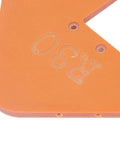 Two Piece Woodworking Corner Radius Template Kit With Router Jig Covering R15 To R200, orange plastic template for smooth edges.