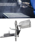Mini Pneumatic Spray Gun With 0.5Mm Hardened Nozzle And 125Ml Gravity Cup shown from side angle with detail of aluminum body and cup.