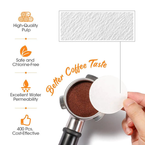 51Mm Espresso Filter Paper For Portafilter Pucks, 400 Count, Fits Barista Express And Similar Espresso Makers, Chlorine Free Virgin Pulp