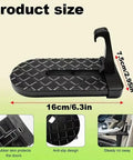 Beefed Up Aircraft Grade Aluminum Door Step For Tesla Cybertruck Roof Rack Cargo Gear Haul Rock Solid Tailgate Entry Platform With Paint Safe Rubber Grip Pads, showing dimensions and anti-slip design.