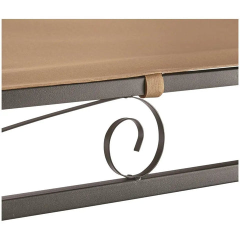 Detail of Small 5x8 Gazebo Canopy Tent Instant Outdoor Shelter with tan fabric and decorative scrollwork