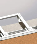 Tool Free No Drilling Window AC Bracket mounted on window sill, adjustable for single or double hung windows, heavy duty support visible
