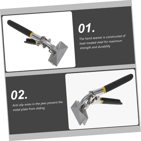 Manual Metal Bender For Sheet Metal Projects with straight jaw and non-slip handle, showing heat-treated steel construction