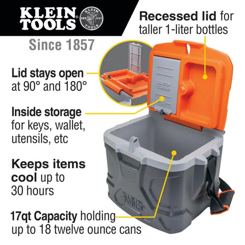 Heavy Duty Work Cooler And Lunch Box That Keeps Cold Up To 30 Hours, 17 Quart Capacity For 18 Cans, Holds 300 Pounds