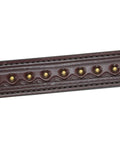 Close-up of Badass Western Straight Breast Collar Featuring Slick Sierra Border Tooling And Brass Hardware heavy duty leather.
