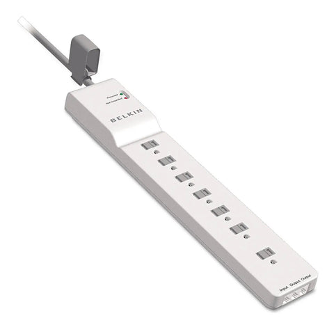 7 Outlet Surge Protector Power Strip With 6 Foot Heavy Duty Extension Cord For Home Office Travel Keeps Laptops Phones Tablets Desktops And More Powered By 2320 Joules Energy Rating White