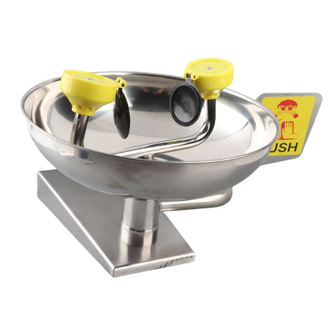 Wall Mounted Emergency Eye Wash Station In 304 Stainless Steel With Double Nozzles And Flip Covers Safety Sign For Lab Factory Office Workplace First Aid Eye Wash Equipment