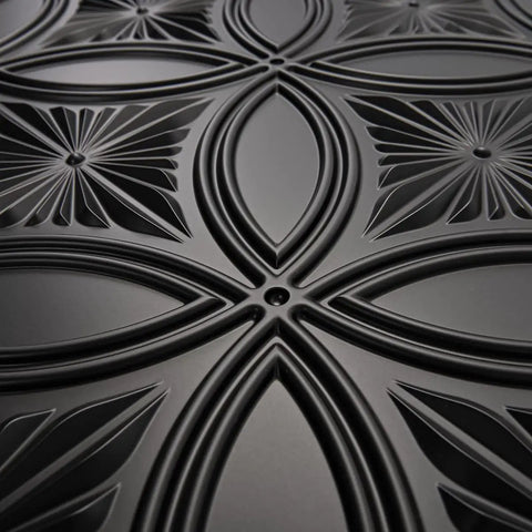Black PVC Drop Ceiling Tile 2x2 Ft With Glue Up 3D Wall Panel Look, 24x24 In, 12 Pack, Lightweight And Flexible, Water And Corrosion Resistant, Easy Install In Standard T Bar Grid Or On Flat Substrates