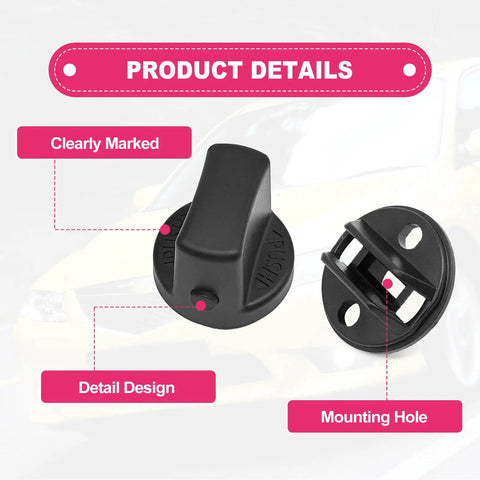 Keyless Ignition Start Button Kit With Push Turn Switch And Insert showing knob detail design and mounting hole for Mitsubishi Lancer and Outlander.