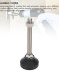 Heavy Duty Adjustable Furniture Leveling Feet With Nylon Support Legs And Rubber Anti Slip Pads, Height Adjustable Up To 100mm For Tables And Chairs, Easy Install Stabilizers For Uneven Floors. single metal leveling foot with black rubber pad