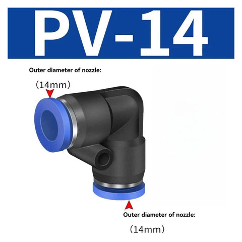 Hot Pick Bulk 50 Or 100 Pack PV PU Pneumatic Fittings Water Pipe Connector Tube Quick Couplings Release Joint Push In For Air Hose 4mm 6mm 8mm 10mm 12mm 16mm Garden PVC Tubing Easy Install, PV-14 elbow fitting