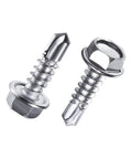 Hardcore Boss Grade 440 Piece 410 Stainless Steel Self Tapping Screw Assortment Kit For Sheet Metal Flat Big Flat Hex Head Rustproof Pro Hardware Combo Silver Finish, showing hex head and self-tapping features.