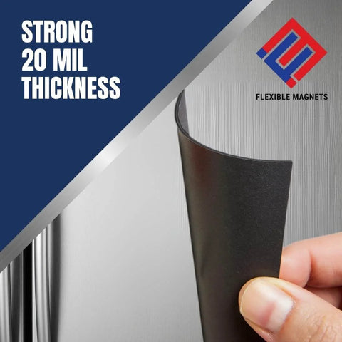 Sticky Magnetic Sheets With Adhesive Backing 8.5 X 11 Inches, 10 Pack, 20 Mil Thick, close-up of sheet showing 20 mil thickness
