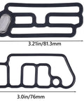 2 Piece VVT Solenoid Gasket Kit For Honda Acura 3.5L VTEC Engines, black rubber gaskets with measurements shown