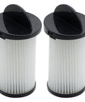 Top Tier Four Pack Hepa Pre Motor Filter Set Compatible With Eye Vac And Neo Vac Stationary Cleaners, two white filters with black tops.