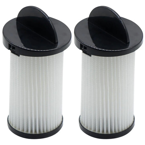 Top Tier Four Pack Hepa Pre Motor Filter Set Compatible With Eye Vac And Neo Vac Stationary Cleaners, two white filters with black tops.