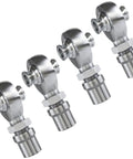 Heavy Duty 1.25 Inch Chromoly Rod End Heim Joint Kit With Right And Left Hand Threads Heat Treated Bearings Jam Nuts Adapters showing four assembled joints.