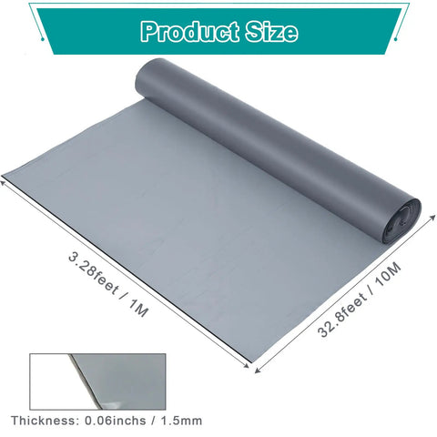 Ridiculously Durable Peel And Stick Waterproof Roofing Roll 39 X 32 Foot Self Adhesive Polyethylene showing product size and thickness details.