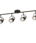 Boswell Vintage-Style Four-Light Indoor Track Light Kit in oil rubbed bronze with metal shades, perfect for recessed-free areas