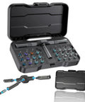 24-In-1 Magnetic Screwdriver Set With Detachable Ratchet Handle, case open showing screw bits and tools for electronics repair