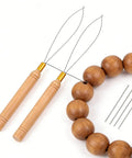 Beads Threading Tool For Jewelry Making And Beading Projects, Easy Sphere Threader To Help You Slide Beads Onto Strings, No Fuss For Bracelets, Necklaces, Earrings, And DIY Crafts, wooden handles