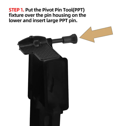No Sweat Pivot Pin Installation Tool Set Featuring Detent Plunger And Hardened Steel Pins For Fast Bike Derailleur Arm Replacement Smooth Sailing Always Right Now, step showing pivot pin tool setup.