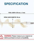 Beater Rod Replacement for VEVOR and YIKAFU Soft Serve Machines, Commercial Grade Auger Assembly with Sealing Tube, Food Safe OEM Quality Parts That Ensure Secure Motor Fit and Easy Maintenance, 335 mm