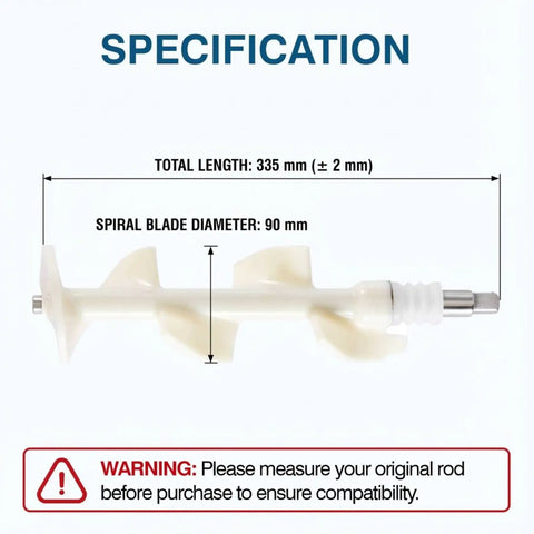 Beater Rod Replacement for VEVOR and YIKAFU Soft Serve Machines, Commercial Grade Auger Assembly with Sealing Tube, Food Safe OEM Quality Parts That Ensure Secure Motor Fit and Easy Maintenance, 335 mm