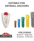 Anchor Patch Kit For Drywall And Plaster - 20 Patches In Two Sizes To Fix Wobbly Anchors, five colorful anchors