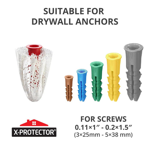 Anchor Patch Kit For Drywall And Plaster - 20 Patches In Two Sizes To Fix Wobbly Anchors, five colorful anchors