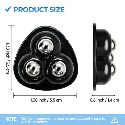 Self Adhesive 360 Swivel Appliance Sliders On Kitchen Countertops 16 Pack with three metal balls, 1.38 inch size.