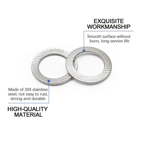 50 Pcs M8 304 Stainless Steel Lock Washers Deliver Rock Solid Hold With Double Sided Knurled Teeth On High Quality Disc Spring Washers.