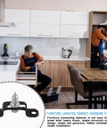 Premium Heavy Duty 60 Piece Concealed Furniture Slide Connectors And Snap On Buckle Fasteners For Rock Solid Cabinet Assembly Tool Free Half Pass Hardware Kit Bundle showing installation with a fastener and cabinet.