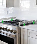 Stainless Steel Stove Gap Filler Between Counter And Range Edge, Heat Resistant, Easy To Clean, brushed black finish in kitchen