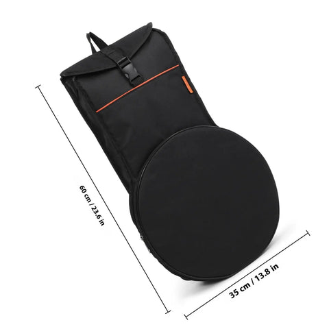 Heavy Duty 12 Inch Practice Pad Backpack That Stays Totes Waterproof, black backpack bag for 12 inch drum pad.