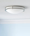 18 Inch LED Flush Mount Ceiling Light With Five CCT Modes 2700K to 5000K Dimmable 24W 2160 Lumens installed on white ceiling