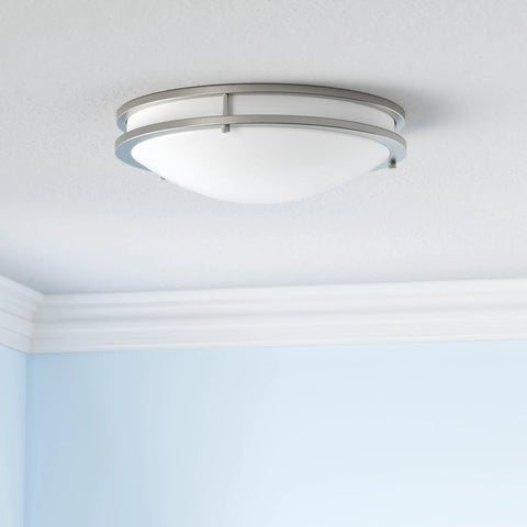 18 Inch LED Flush Mount Ceiling Light With Five CCT Modes 2700K to 5000K Dimmable 24W 2160 Lumens installed on white ceiling