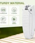 Close-up of the Five Piece RV Door Holder Kit for Campers and Trailers showcasing sturdy, UV-stabilized white ABS material.