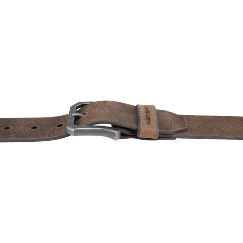 Men's Real Full Grain Saddle Leather Belt Dark Brown Size 40 Heavy Duty Waist Strap with silver buckle detail