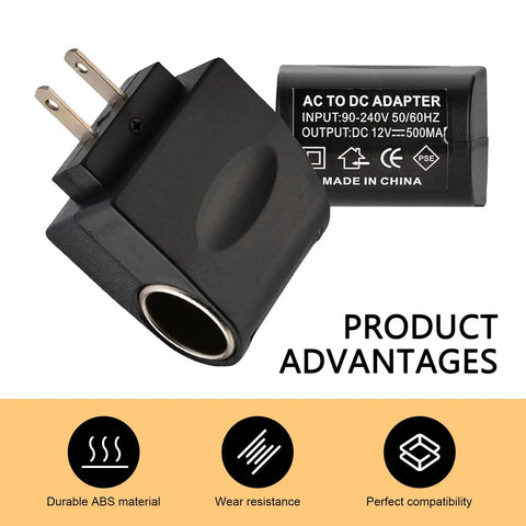 220V To 12V AC DC Converter Wall Outlet Cigarette Lighter Adapter Built Tough with ABS material for car accessories.