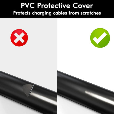 PVC protective cover for heavy duty EV charging cable holder wall mount to prevent scratches on cords.