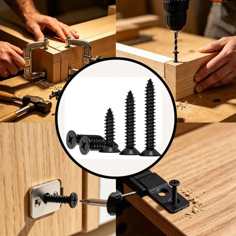 600 Piece Small Wood Screws Kit Self Tapping Phillips Drive M3 And Size Four 6 8 10 12mm Black Carbon Steel Short Cabinet And Tiny Screws For Electronics DIY Micro Woodworking in woodworking use