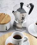 Moka Express Classic Italian Stovetop Espresso Pot For Rich Home Brew Natural Silver Finish 6 Cup Capacity Iconic Moka Pot Design That Delivers Cafe Quality Coffee At Home with cups