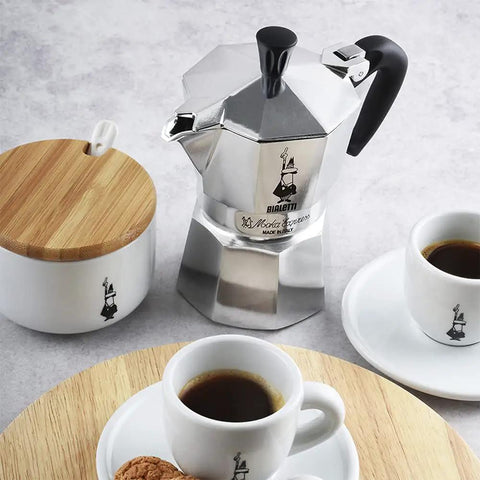 Moka Express Classic Italian Stovetop Espresso Pot For Rich Home Brew Natural Silver Finish 6 Cup Capacity Iconic Moka Pot Design That Delivers Cafe Quality Coffee At Home with cups