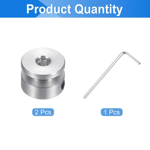 Two Pack Single Groove Pulley Set With 5mm Fixed Bore And 16mm Aluminum Alloy Outer Diameter, Durable Belt Pulley For 4mm PU Round Belts, Includes Hex Wrench For Easy Mounting And Smooth Operation. 2 pcs pulley and hex wrench