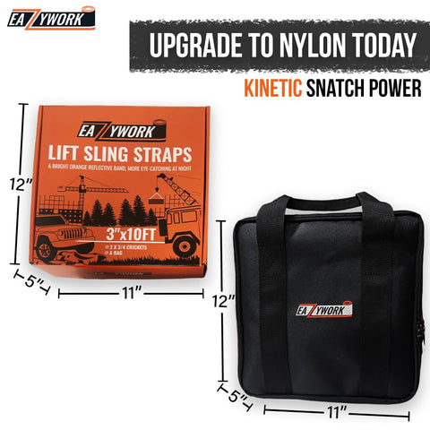 3x10 Ft Beefy Heavy Duty Lifting Sling Straps 25000 Lbs Capacity Two Pack With D Ring Shackles And Storage Bag packaging